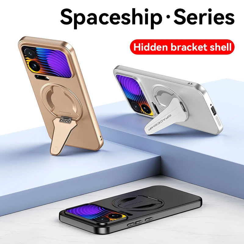Premium Metal Paint Magnetic Charging Stand Phone Case - Drop-Proof & Fingerprint-Resistant Design