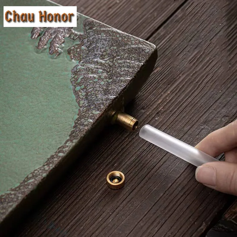 Retro Coarse Pottery Large Rectangular Dry Bubble Tray Chinese Household Water Storage And Drainage Dual-purpose Tea Tray Gifts