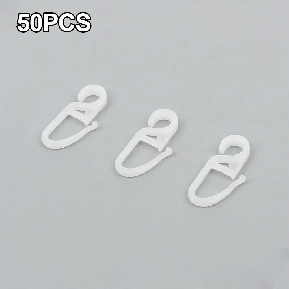 50 Pcs Curtain Hooks Curtain Accessories Folding Hook Eyelet 9mm Hook Length 34mm Up Window Treatments