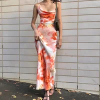 2025 Summer New Fashionable Printed Tie Dye Dress Sexy Backless Strapless Long Dresses Beach Style Camisole Dress for Women 923
