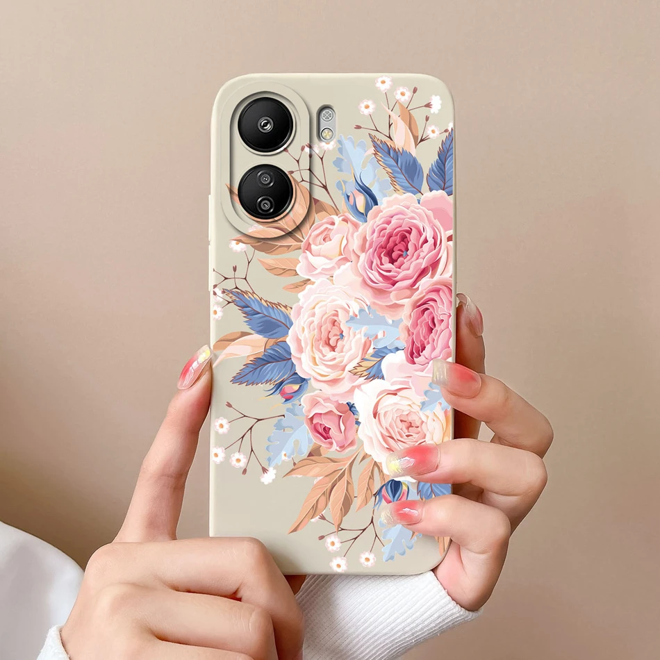 Floral Design Silicone Phone Case with Enhanced Camera Protection and Anti-Drop Features