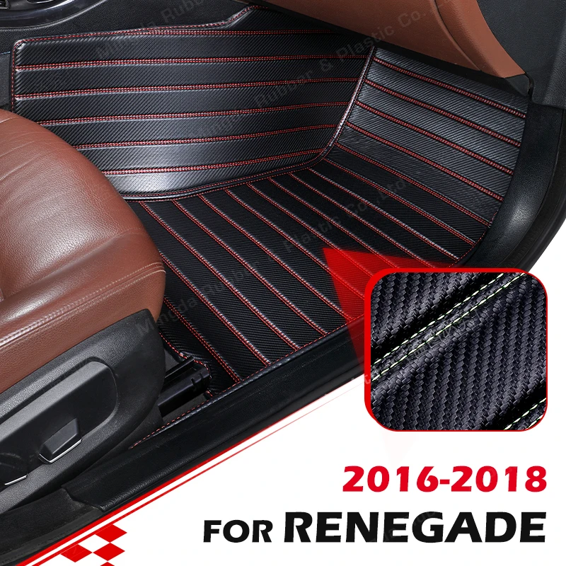 

Custom Carbon Fibre style Floor Mats For Jeep Renegade 2016 2017 2018 Foot Carpet Cover Automobile Interior Accessories