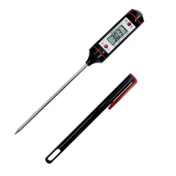 Digital Food Thermometer for Cooking and BBQ - Accurate Temperature Gauge for Meat and Milk (Black With cover)