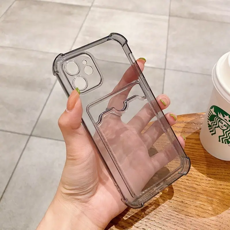 thumbnail image 1 of TPU Bumper Transparent Phone Case For iPhone 15 14 13 12 Mini 11 Pro XS Max XR X SE 2020 8 7 Plus Wallet Card Bag Cover, 1 of 5
