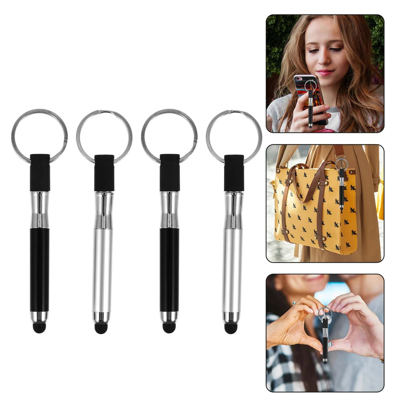 

Stylus Pen Black Key I Ring Capacitive Pens Tip Soft Accessory Pad Inputpen Phone White Combo Touchscreen Touch Mini Tool