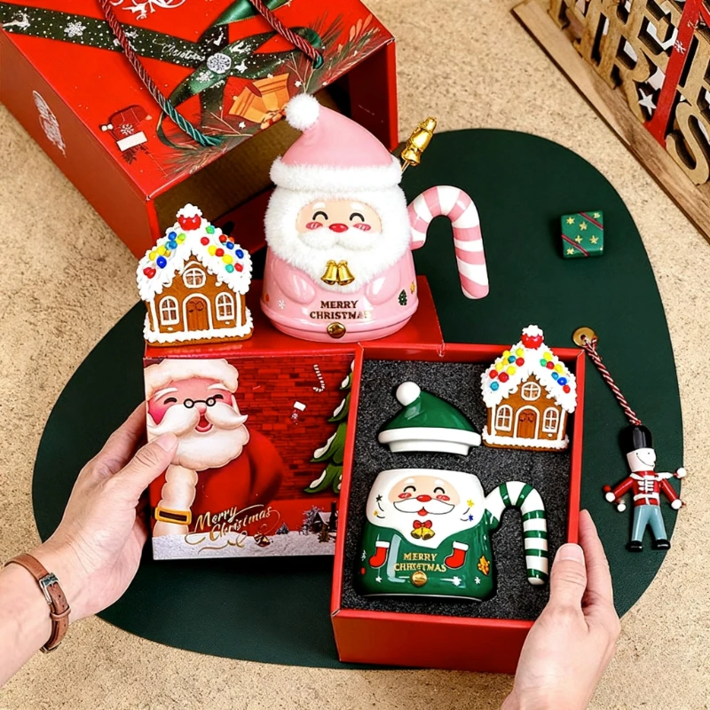 Christmas Tree Ceramic Mug Gift Set! Trendy Christmas Mug With Spoon, Unique Gift, Holiday Atmosphere Booster, New Year Surprise_voghion.com