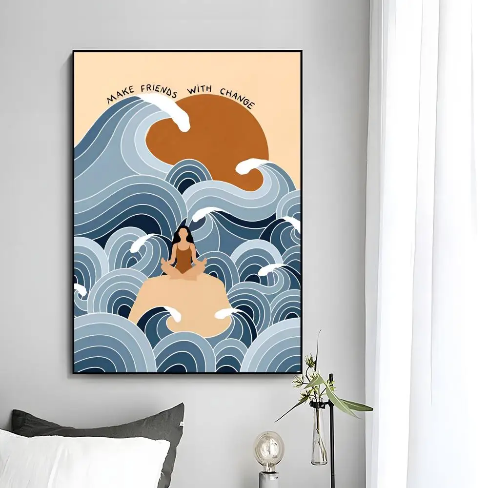 Beach Girl Surf Vintage Poster Сучасне мистецтво для ванної кімнати настінний плакат водонепроникний безкаркасний декоративний подарунок Грайливий гумористичний