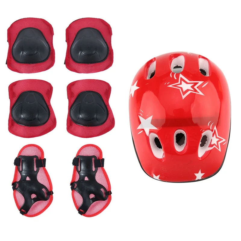 Elbow Pads 7PCS Children's skating protection equipment set 1 helmet + 2 knee pads + 2 elbow pads hand pad skating equipment