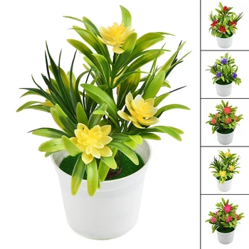 Pot de plantes à fleurs artificielles, simulation de fausses fleurs en plastique, décoration de maison et de bureau, bonsaï de bureau, ornements de balcon pour fête de mariage 1