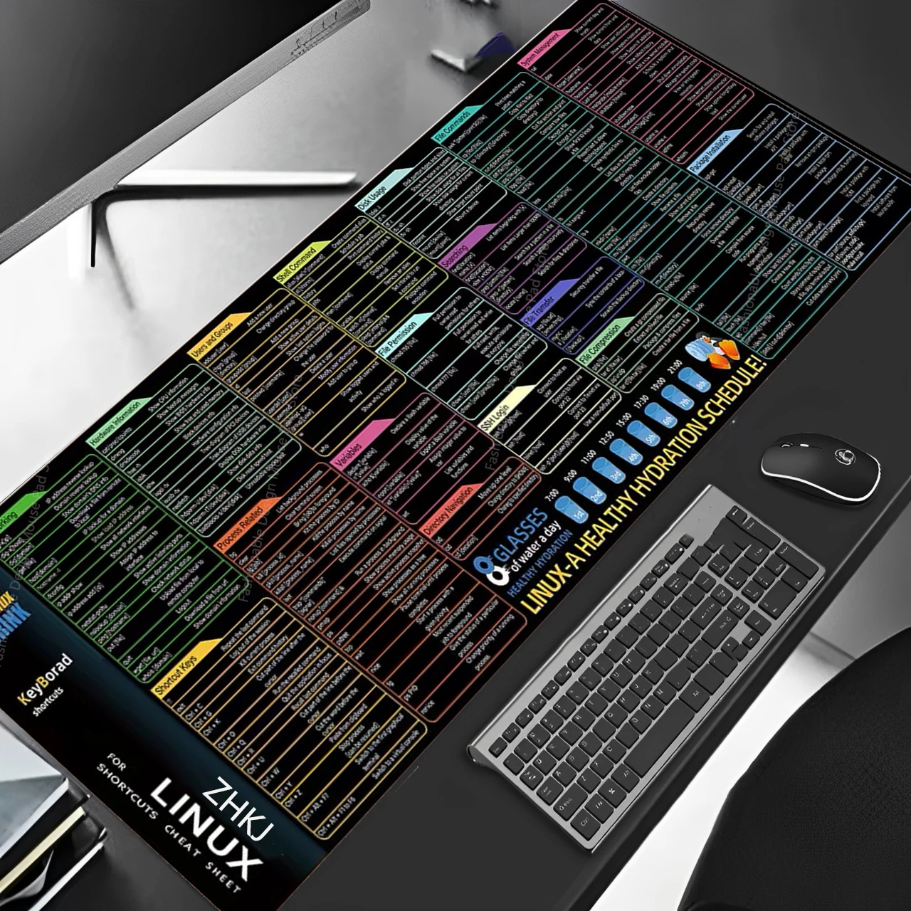For LINUX Drink Clear Shortcut Keys Mouse Pad Desk Mat Cheat Sheet Software Web AI Engineer Mousepad Office Users None Slip