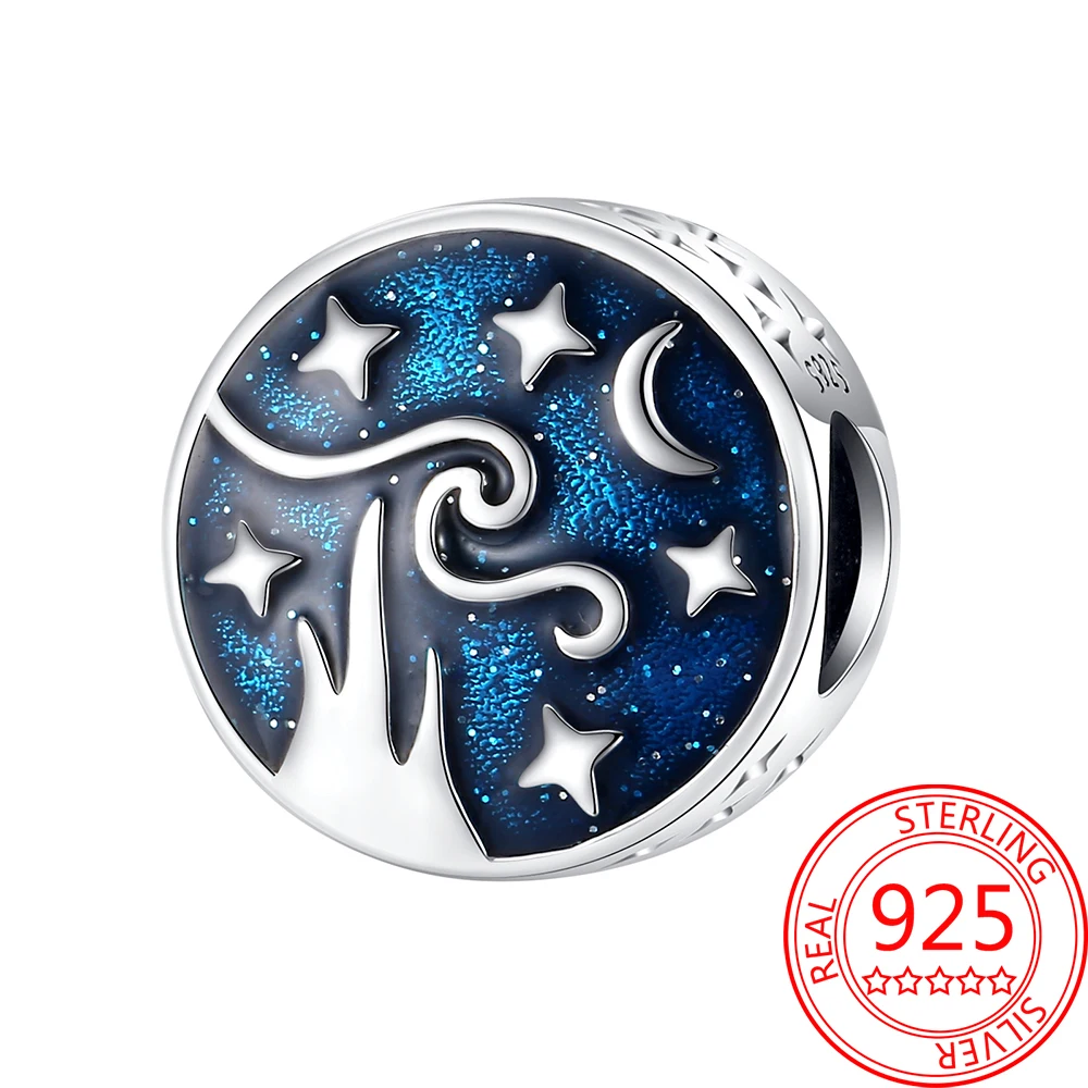 

Abstract Artistic Conception 925 Sterling Silver Stars And Moon Beads In The Night Sky Fit Pandora Bracelet Party Souvenirs