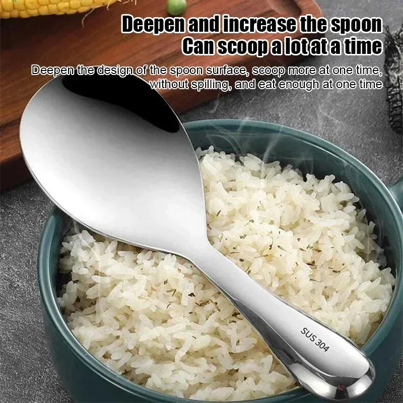 316 stainless steel household rice shovel canteen long handled rice spoon large spoon non stick stainless steel spoon