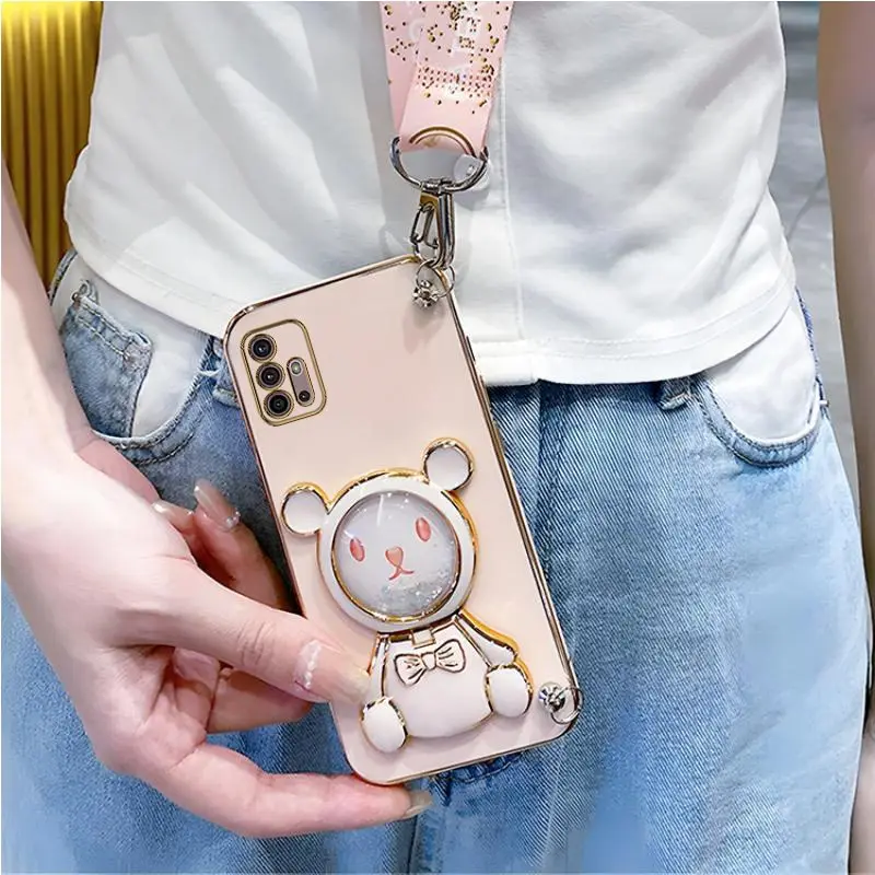 Bear Lanyard Strap Case For Motorola Moto G8 G9 G50 G30 G20 G10 G40 G60S G22 G23 G52 G53 G73 G60s E6S E7 Power Cover_voghion.com