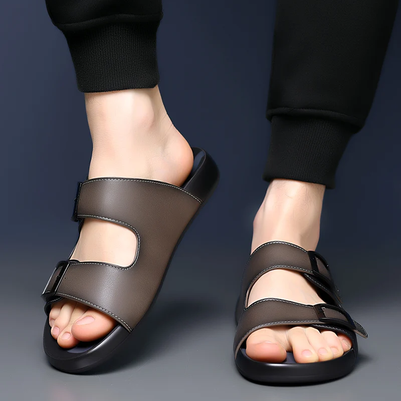 ‌ صنادل رجالية مصنوعة يدويًا قابلة للتنفس لصيف 202...