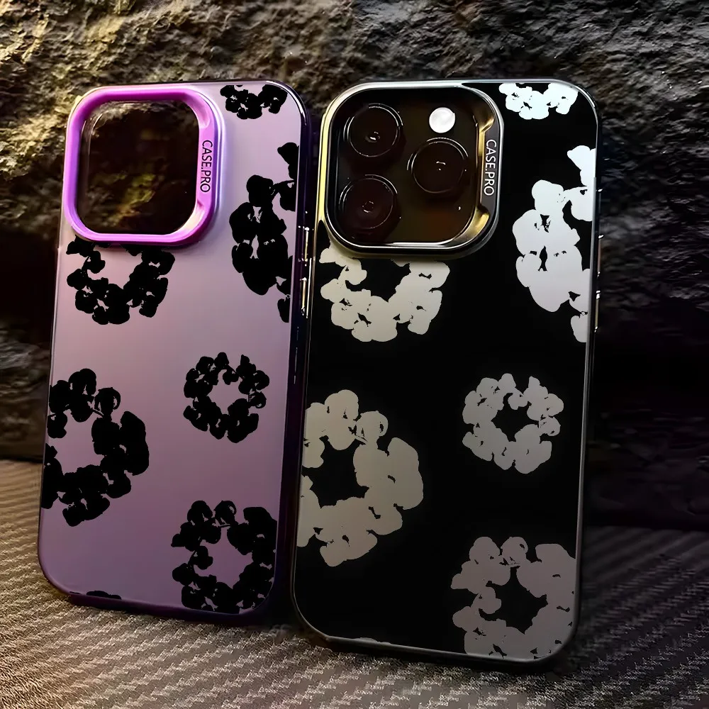 Black Flower Luxury D-Denims T-Tears Phone Case For iPhone 16 15 14 13 12 11 mini Pro Max X XR 8 Plus Anti Fall Matte Back Cover 3