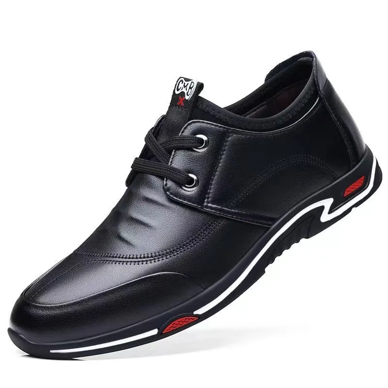 Men's Casual Shoes Spring Autumn Wearable Breathable Knot Design Leather Work Boots Versatile Dad Trendy Footwear JIFANPAUL - 4