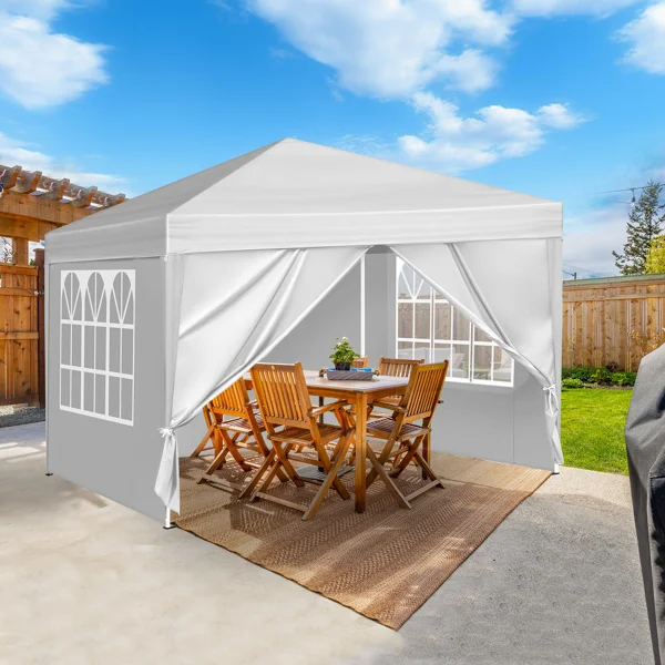  10*10ft 白色 4片面-2个门2个窗 折叠棚 牛津布   喷塑铁管 LT 便携-61