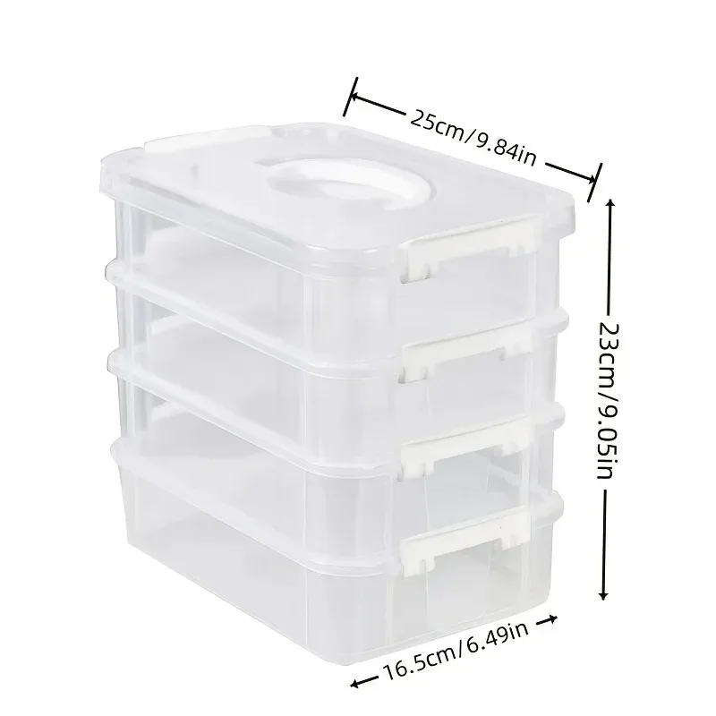 Boîte de rangement en plastique transparent à 4 couches, compartiments divisés empilables pour blocs de construction, conteneur portable à tiroirs
