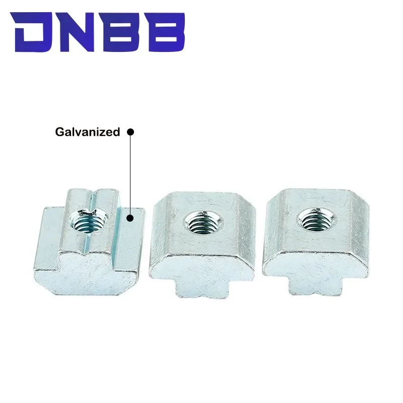 T Sliding Hammer Nut Block Square Nuts M5 Nut Aluminum Profile Slot Zinc Coated Plate 20pcs 50pcs aluminum profile
