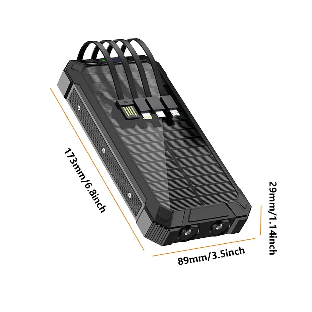 Solar Mobile Power Bank Portable Wireless Fast Charging 10000mAh 4USB port Suitable for iPhone xiaomi huawei with 2Led Light 6