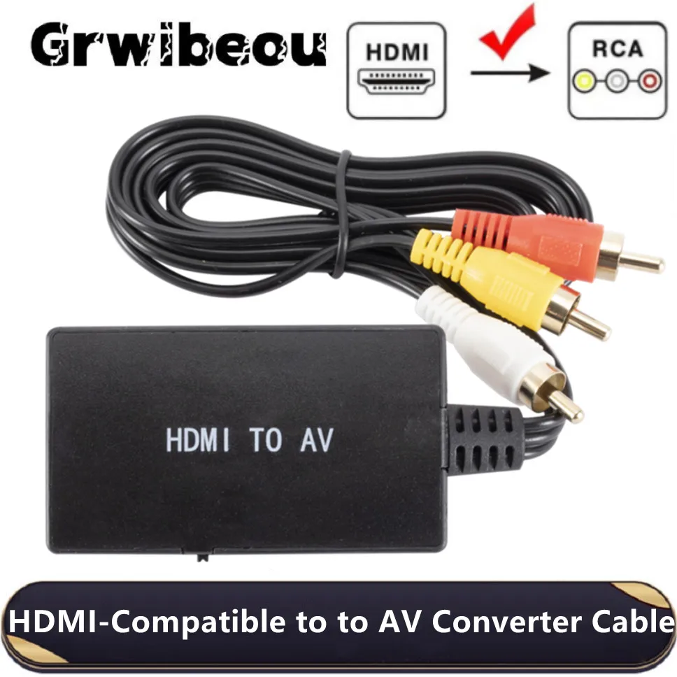 Adaptateur RCA Vers HDMI - Convertisseur AV Composite (jaune, Blanc, Rouge) En 1080P/720P - Pour PS2, Xbox, Wii, DVD, Caméras