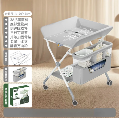 Baby Diaper Table Multifunctional Shelving Baby Care Table Newborn Diaper Changing Massage Foldable