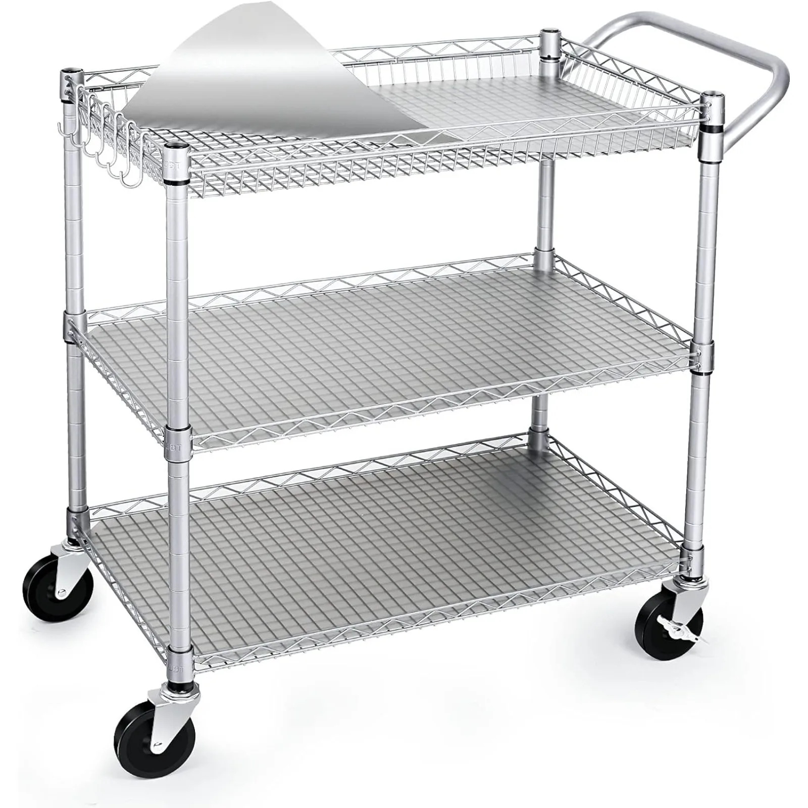 US 990Lbs Capacity Heavy Duty Rolling Utility Cart NSF Rolling Carts with Wheels