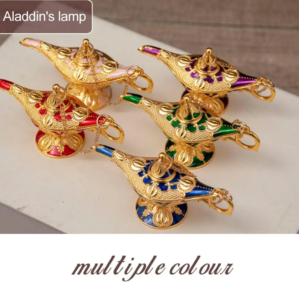Colorful Classic Aladdin Magic Lamp Creative Retro Wishing Oil Lamp Figurine Da Tavolo Squisiti Ornamenti In Metallo Regali Di Compleanno