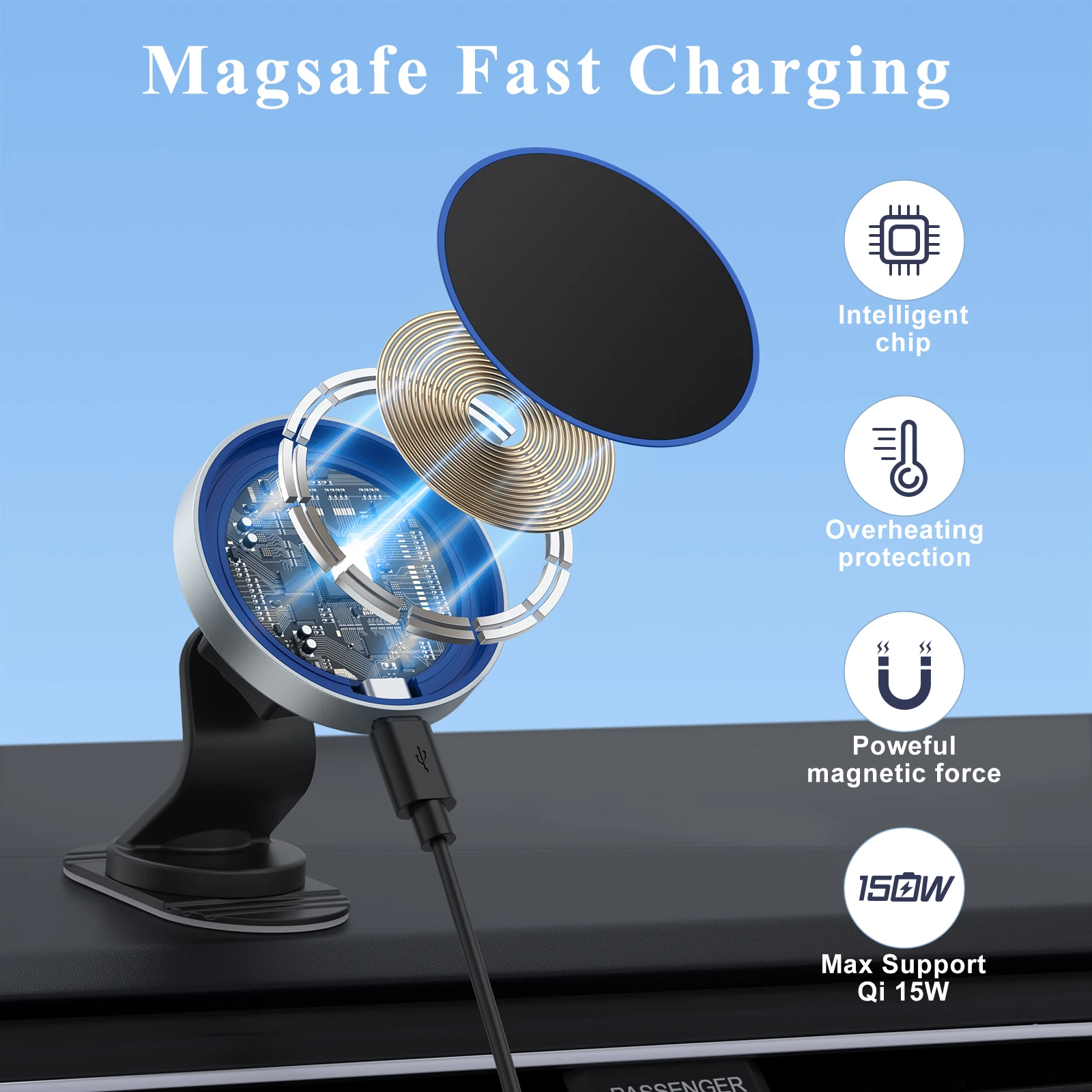 15W Magnetic Car Wireless Charger Phone Holder Stand for iPhone 15 14 13 12 Pro Max Samsung Car Mount Fast Charging Dock Station Phone charger,Car charger,Car phone charger,Phone charger station