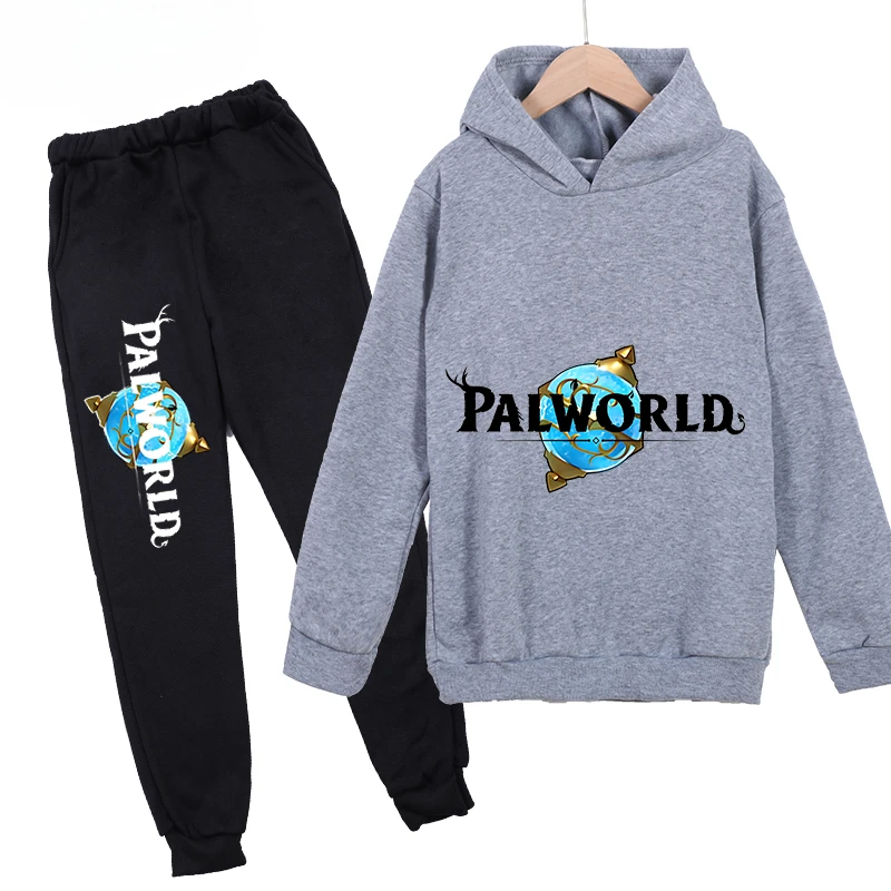 thumbnail image 1 of Conjunto de sudadera y pantalones con capucha de polar con estampado infantil de Palworld, conjunto deportivo de 2 piezas adecuado para conjuntos de niños y niñas, 1 of 5