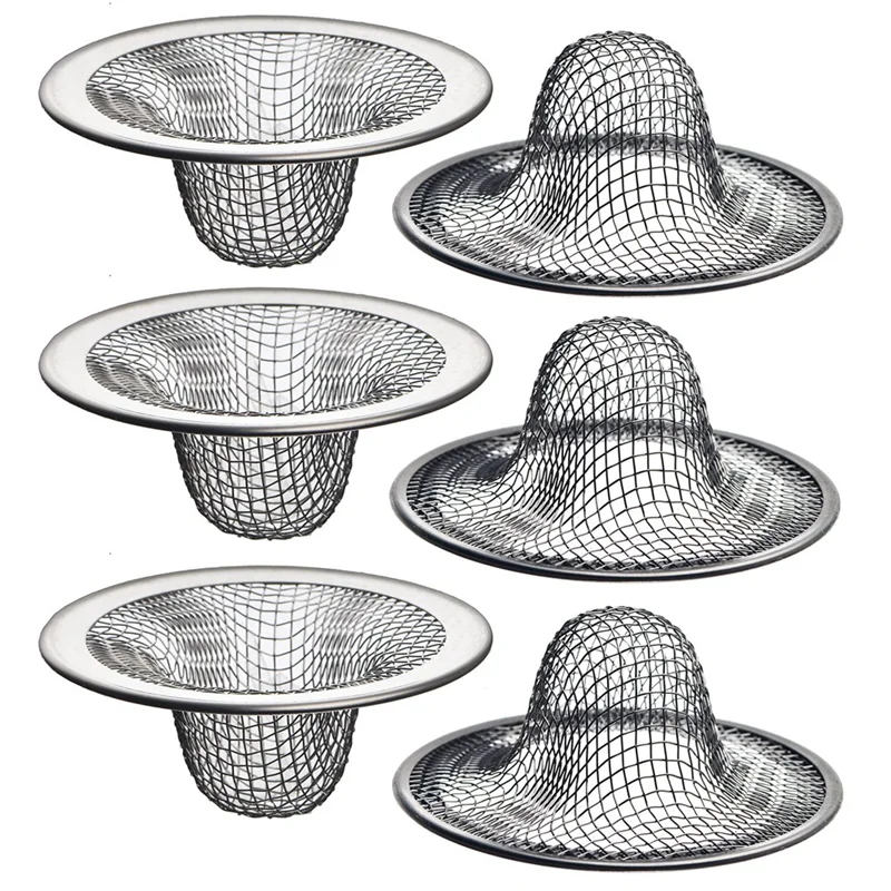 6 Pack-2.125Inch Top / 1Inch Basket-Mesh Sink Drain Strainer Hair Catcher for Bathroom Sink, Utility, Slop, Laundry
