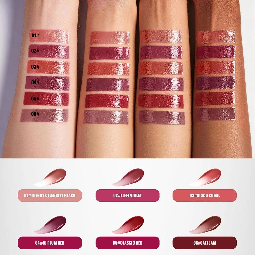Rossetto liquido lucido effetto specchio, 6 colori, resistente all'acqua, antiaderente, a lunga durata, idratante, lucidalabbra ad alta brillantezza._voghion.com