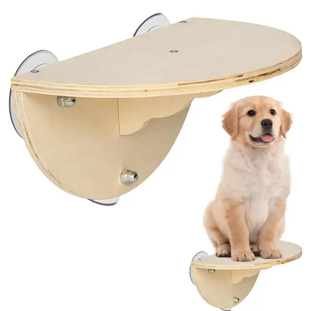 Cat Window Bed Space Saving Cat Perch for Window Sill Kitten Climbing Wood Window Shelf with 3 Suction Cups Cats Play Climb Seat