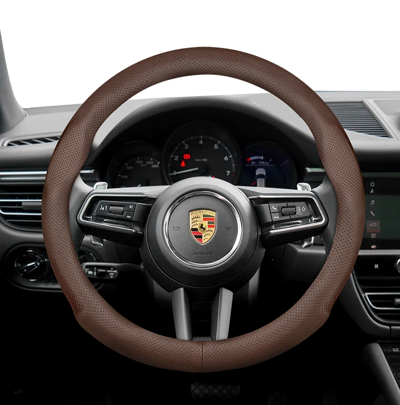 Für Porsche Lenkradbezug, ultradünn, Mikrofaser-Leder, atmungsaktiv, Cayenne Macan, Panamera, Taycan 718 911 – Detail 19