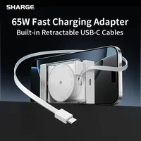 SHARGE Retractable 65W USB C Charger GaN Power
