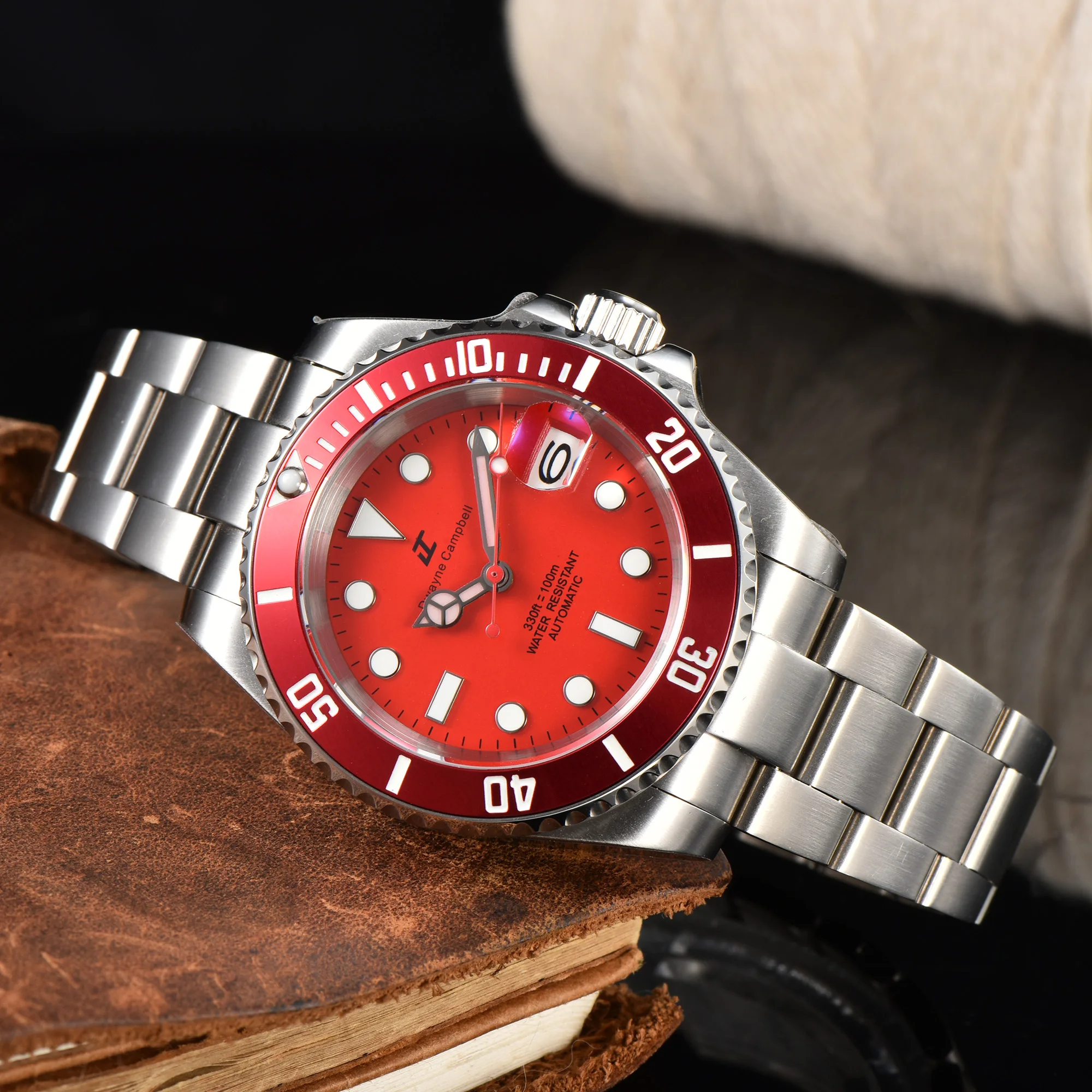 

Luxury 40mm SUB Style NH35 Automatic Movement 316L Silver Case Stainless steel Strap With Rubber Strap waterproof Watch