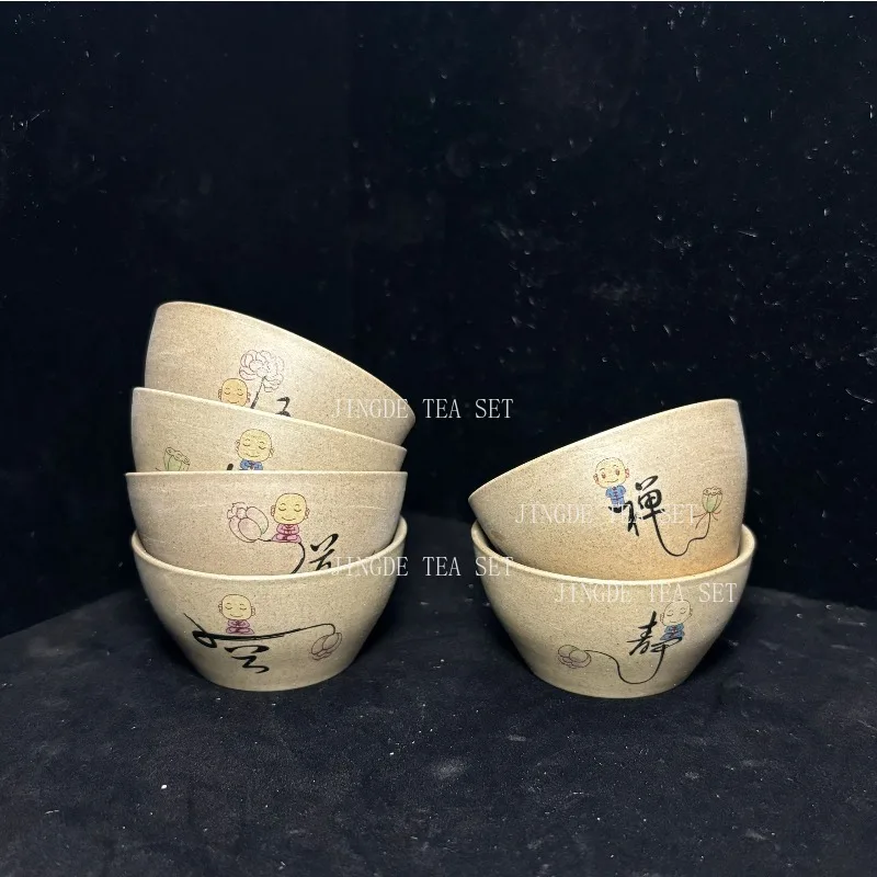 6 Pieces of Ceramic Personal Single Cup Handmade Small Tea Bowl Household Rough Pottery Tea Cup Chinese Tea Set Accessories