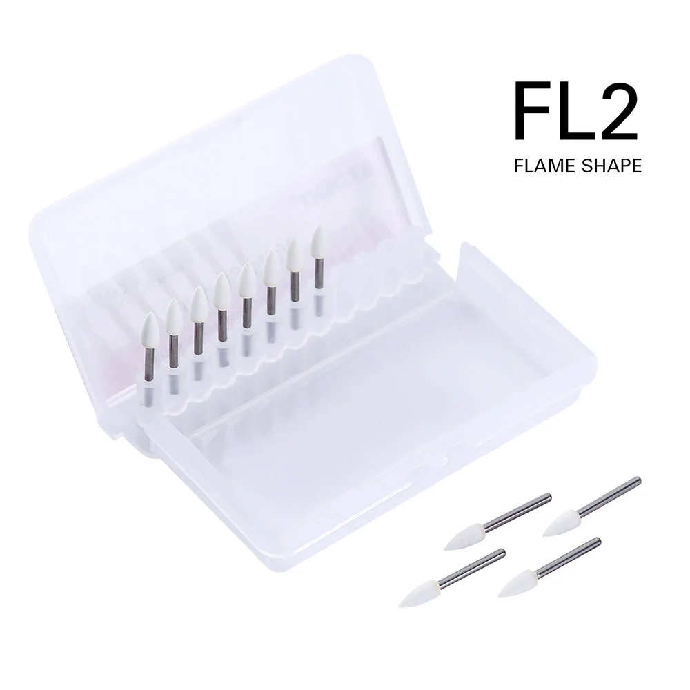 12pcs/Box Dental White Stone Polishing FG Burs Cone/Flame/Round Shape Abrasion Bur Fit For High Speed Handpiece 1.6mm - Image 3