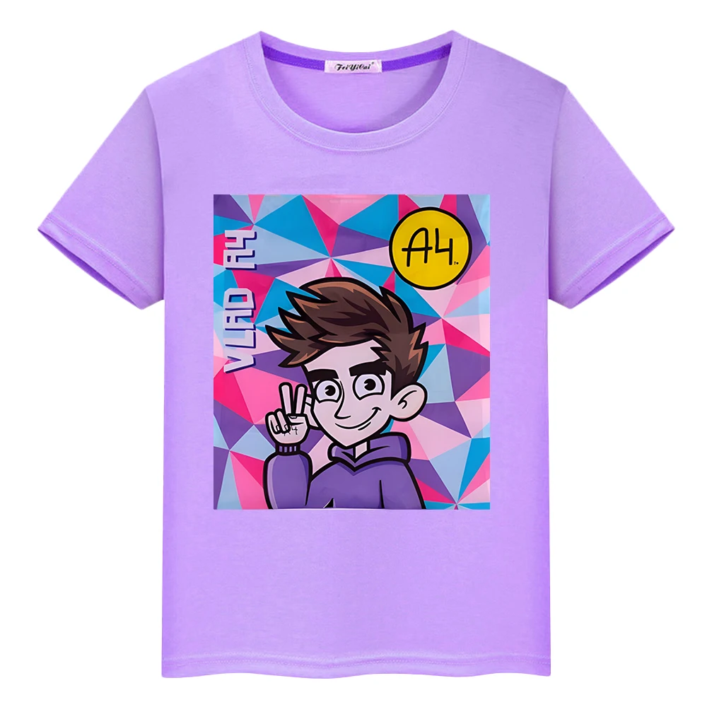 Влад Бумага А4 boy girl Summer 100%Cotton Short T-shirt y2k one piece Kawaii Merch A4 Lamba Tops Anime Tees kids clothes 4
