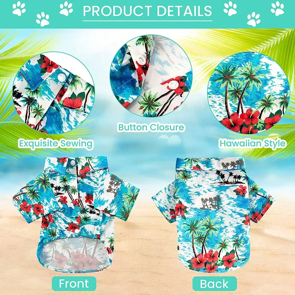 Pet Dog Shirt Designer Hawaiian Polo T-Shirt for Small Medium Pet Boys Girls Dog Summer Clothes