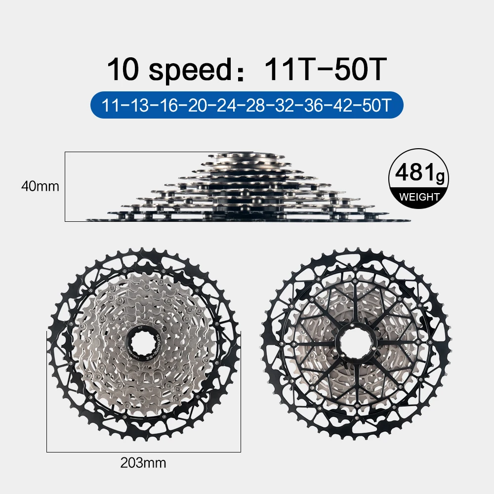 Sunshine 9/10/11/12S 11T-40/42/44/45/46/48/50/52T Hohl Ultraleichte Mountainbike Kassette für M4100/5100/6100 HG MTB Schwungrad – Detail 12