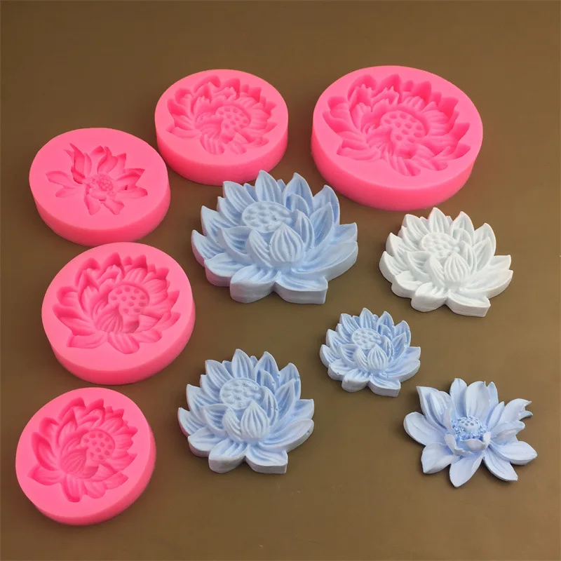 Set Di 4 Stampi In Silicone A Forma Di Fiore Di Loto - Per Decorare Torte, Cioccolato, Fondente