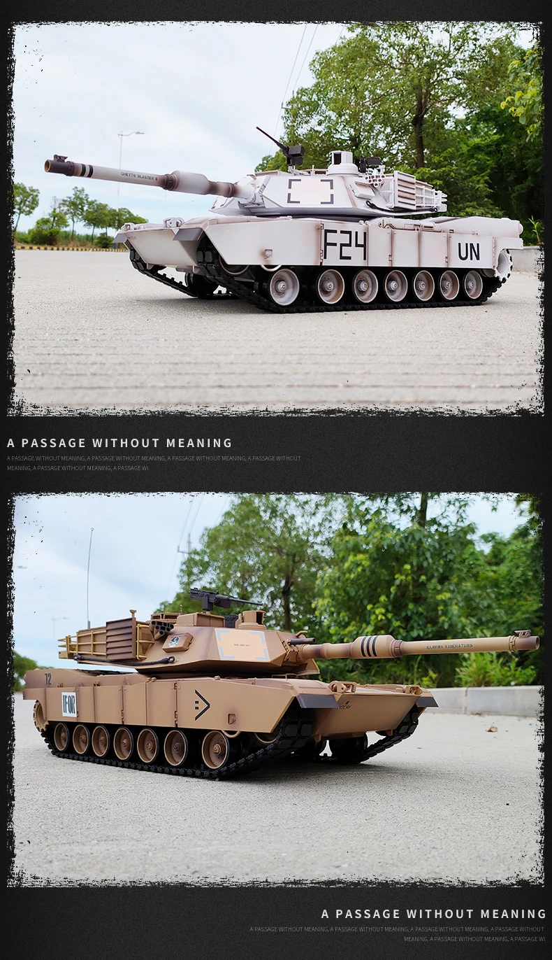 Sf497e280ce814ddea22bdbe0c795e030Y [3918 1 UN 화이트 업그레이드] Heng Long RC 탱크 1/16 7.0 Abrams UN 화이트 3918 모델 320° 회전 포탑 흡연 전투 탱크 군용 차량 적외선 전투