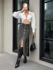 Benuynffy American Streetwear Button Front Denim Skirt Women's Autumn New Retro Fashion High Waist Straight Jean Long Skirts 4