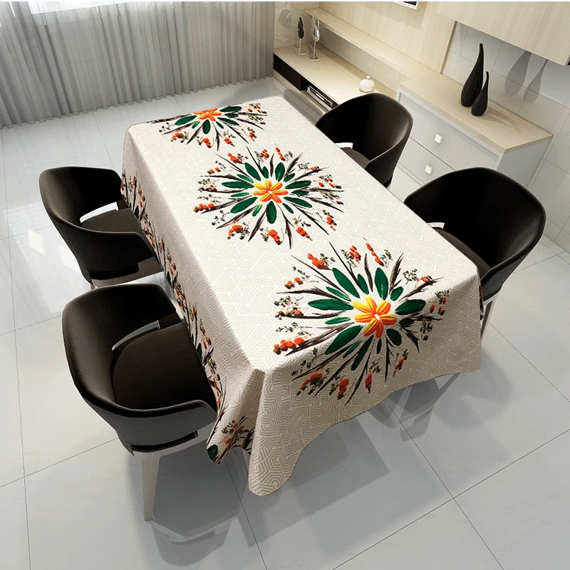 

Mandala Flower Pattern Tablecloth Cover Washable Antifouling Rectangular Dining Table Cover Kitchen Living Room Nappe De Table