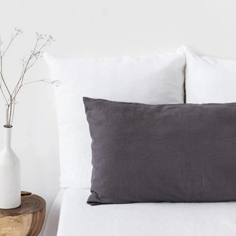 Double Long Pillowcase 100% Pure Linen Pillow Case Euro Sham for Bed,Custom Size Envelope Cushion Cover Antibacterial Anti-mite 3