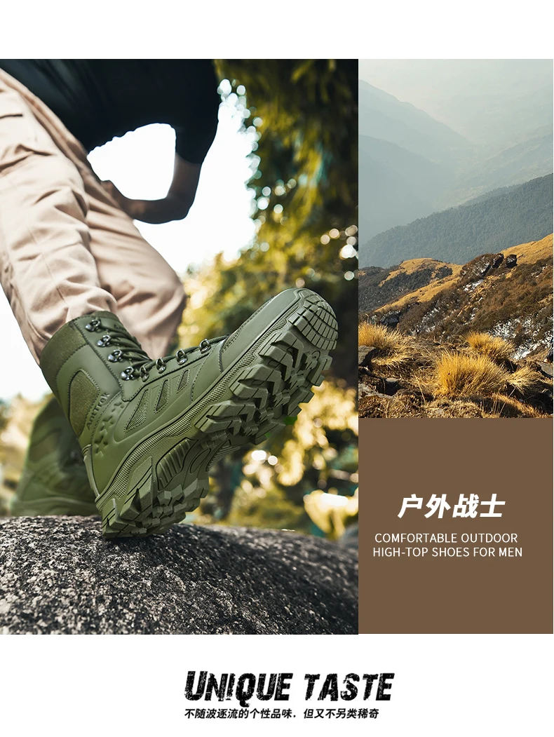 Men Military Tactical Boots Army Boots High Quality Male Climbing Hiking Shoes Lace Up Women Camping Safety Ultrallight Unisex