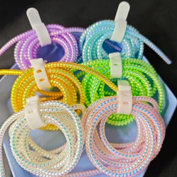 Colorful Spiral Charger Cable Cord Protector 1.4m Cable Protector Winder Universal Wrap Data Line Decoration Winder for IPhone