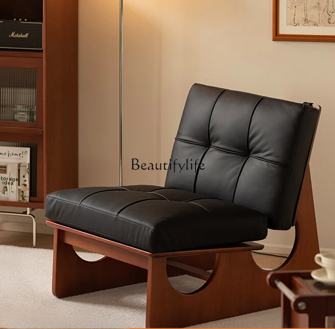 

Скандинавский кожаный стул для гостиной, маленькой квартиры, балкона, одноместного дивана