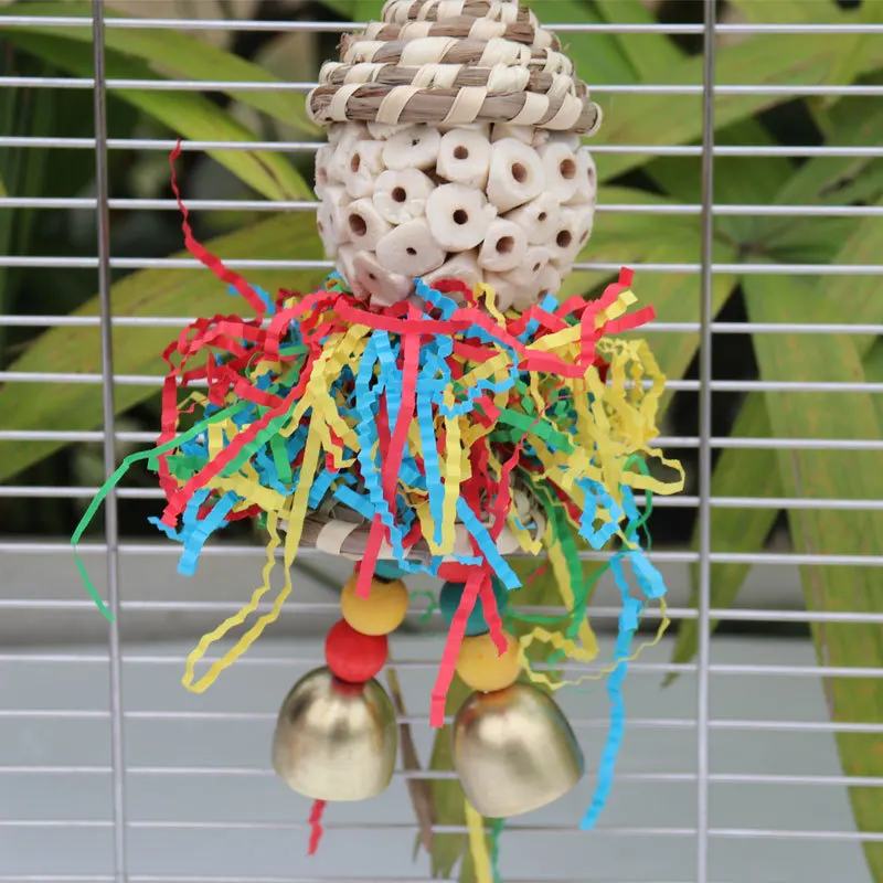 Bird toys Straw hats Colored shredded paper bells Chewy skewers Puzzle solving Cute doll shaped parrot toys parrot toy,bird toy